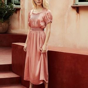 Doen Castalia dress 100% silk in sunset pink